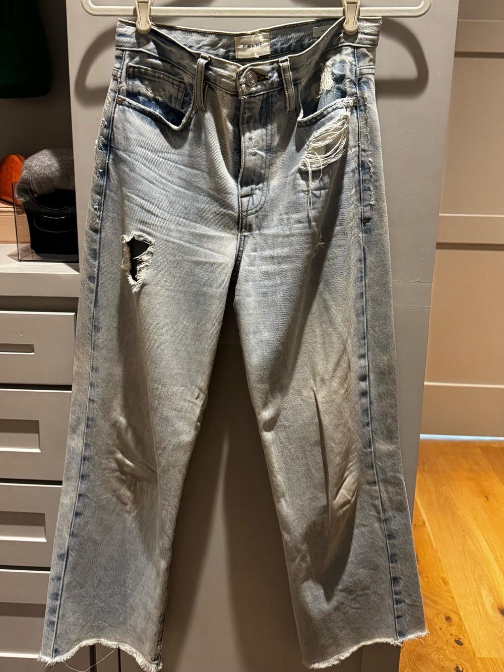 Frame Denim Light Blue Distressed Relaxed Jeans
